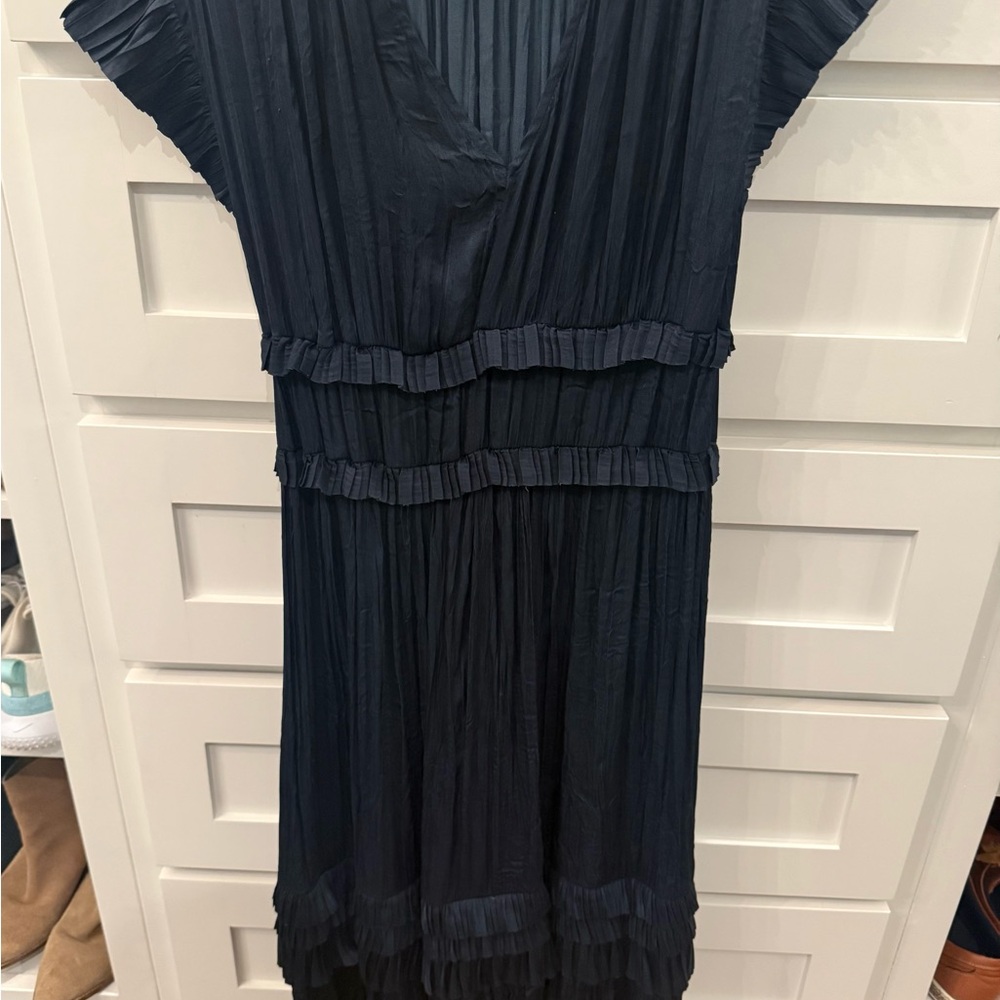 Current Air Deep Blue V-Neck silk Dress XS